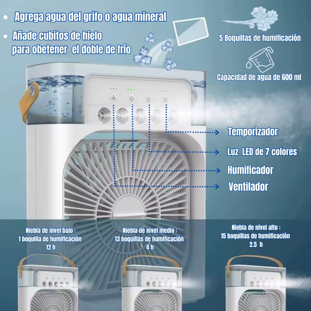 VENTILADOR HUMIFICADOR Y ENFRIADOR 3 en 1 ❄️