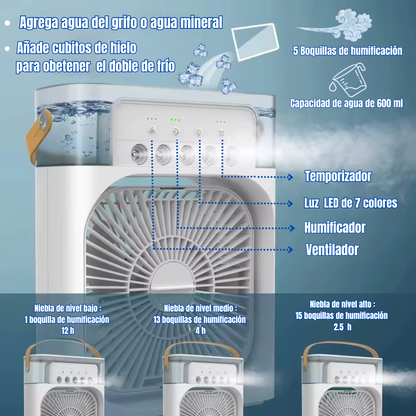 VENTILADOR  HUMIFICADOR  Y ENFRIADOR 3 en 1 ❄️